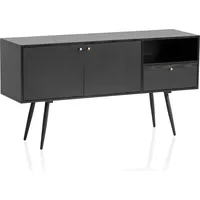 FineBuy Anrichte 140 cm Kommodenschrank Schwarz mit Türen Schublade