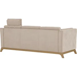 Home Affaire 3-Sitzer HOME AFFAIRE "Viva", beige, B:213cm H:84cm T:93cm, 100% Polyester, Sofas, mit Holzrahmen aus Eiche