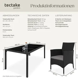 Tectake Rattan Sitzgruppe 8-tlg. Schwarz
