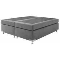 Westfalia Schlafkomfort Boxspringbett "Holland", grau, B:182cm L:201cm, Microvelours (100%