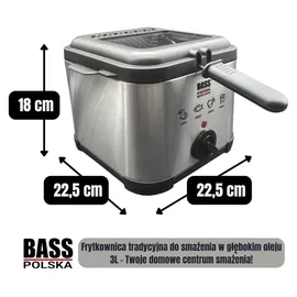 BASS Polska Fritteuse 3L 2000W Edelstahl schwarz/silber