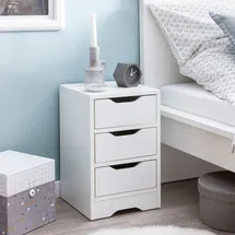 FineBuy Nachtschrank  SuVa13513_1 31 x 49 x 31 cm Weiß