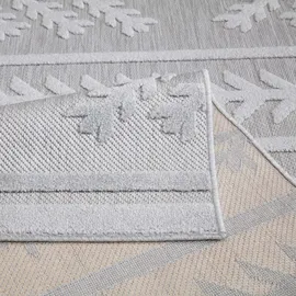 Carpet City In-& Outdoor Teppich - Quadratisch 150x150 cm - für Innen-& Außenbereich - Wetterfest Balkon-Teppich, Terrasse, Flur, Küche - Wohnzimmer-Teppiche - Hochtief/ 3D-Effekt - Ethno-Optik in Grau