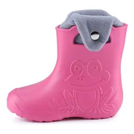 Ladeheid Eva Kinder Jungen Mädchen Gummistiefel Regenschuhe gefüttert Regenstiefel Gummischuhe LA-CA-04 (Rosa/Grau, 22/23 Eu) - 22/23