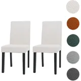 Mendler 2er-Set Esszimmerstuhl Littau, Stuhl Küchenstuhl Hochlehner, Stoff/Textil Cord Holz ~ creme, dunkle Beine