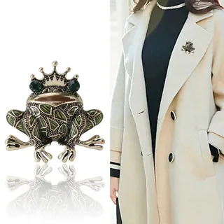 Wendalern Frosch Emaille Pin Vintage Grün Kristall Strass Frosch Brosche Tier Korsage Bouquet Anstecknadel Abzeichen Schmuck Für Frauen Männer