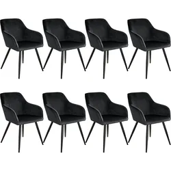 TECTAKE Esszimmerstuhl Marilyn Samtoptik, schwarze Stuhlbeine  8er Setschwarz