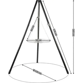BBQ-Toro Dreibein 165 cm Stahl/Eisen Schwarz