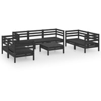 vidaXL 8-tlg Garten-Lounge-Set Schwarz Massivholz Kiefer