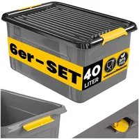 monzana Aufbewahrungsbox 6er-Set Kunststoff 58x39x25cm Grau