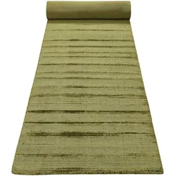 Läufer ESPRIT "Gil", grün, B:80cm H:0,8mm L:300cm, Polyester, Teppiche, handgewebt, seidig glänzend, schimmernde Farbbrillianz, Melangeeffekt