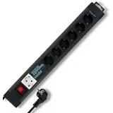 REV SupraLine Steckerleiste 6+1-Fach - Master Slave Steckdosenleiste mit Kontrollanzeige & Schalter, 3,1m Kabel, anthrazit