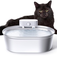 uahpet Edelstahl-Katzen-Trinkbrunnen, kabelloser batteriebetriebener Katzenbrunnen, Haustier-Wasserspender für Katzen und Hunde, spülmaschinenfest, 67 oz / 2 L