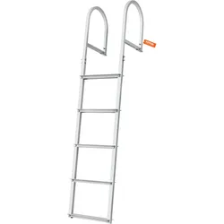 VEVOR Dockleiter 5 abnehmbare Stufen 227 kg Tragkraft, Pontonbootleiter aus Aluminiumlegierung mit 8 cm breiter Stufe und rutschfester Gummimatte, für das Einsteigen in Schiffe/Seen/Schwimmbäder/Meere