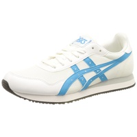 Onitsuka Tiger Herren Tiger Runner Sneaker, White/Aizuri Blue, 37.5 EU - 37.5 EU