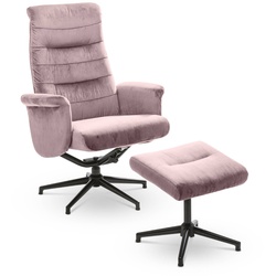 Sessel mit Hocker Krems Stoff Rosa