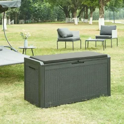 Aufbewahrungsbox Atella 122x54,5x65cm Schwarz, Rattanoptik