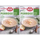 RUF Porridge Apfel Zimt mit Vollkorn Haferflocken, feiner Zimtnote und getrockneten Apfelstückchen, Energielieferant für Zwischendurch, 1 x 65g Beutel (Packung mit 2)