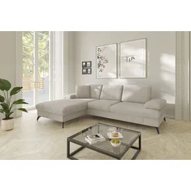 sit&more Ecksofa SIT & MORE "Morris Jubi L-Form, B: 247 cm", beige (creme), B:247cm H:83cm T:171cm, 100% Polyester, Sofas, Ecksofa, mit Armteilfunktion & 1 Zierkissen, optional Bettfunktion