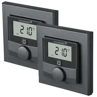 Homematic IP Wandthermostat mit Luftfeuchtigkeitssensor anthrazit • 2er Pack