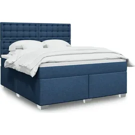 vidaXL Boxspringbett mit Matratze Blau 180x200 cm Stoff
