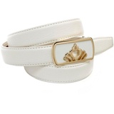Anthoni Crown Ledergürtel mit goldfarbener eleganter Schließe Gr. 100, weiß , 39189705-100