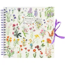Grupo Erik Fotoalbum zum selbstgestalten Weiße Seiten - Wild Flowers Fotoalbum zum Einkleben - Scrapbook Weiße Seiten 26 x 26 cm, Bunt Blumen