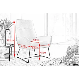 KAWOLA Sessel BISA Cord 82 x 102 x 82 cm cremeweiß
