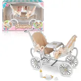 BARRIGUITAS Zwillingswagen, Spielzeug-Set mit Kinderwagen für Babypuppen, mit 4 Zubehörteilen, für Jungen und Mädchen ab 4 Jahren, berühmt (BFG06000)