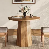 Tribesigns Esstisch rund, Küchentisch Holz, kleiner Küchentisch für 2-4, mit Holzplatte und achteckigem Gestell für Wohnungen, Büros, Eichenbraun - Braun