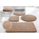 my home Badematte Merida, Badvorleger, Badezimmer Teppich, Höhe 32 mm, rutschhemmend beschichtet, fußbodenheizungsgeeignet, schnell trocknend, strapazierfähig, Kunstfaser, rund, Badteppich, Uni Farben, rechteckig, rund & als 2-tlg. Set erhältlich beige rund | Ø 100 cm x 32 mm