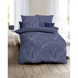 KAEPPEL Mako-Satin Floral Blau 155 x 220 cm + 80 x 80 cm