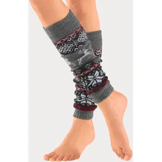 Beinstulpen LAVANA, Damen, grau (grau meliert gemustert), Strick, Obermaterial: 40% Wolle, 30% Polyacryl, 25% Polyamid, 5% Elasthan, gemustert, festlich, Stulpen, mit eingestrickten Motiven