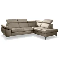 Ecksofa Rio Leder Grau Schlamm