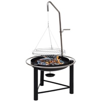 Mendler BBQ Schwenkgrill HWC-K92, Gartengrill Holzkohlegrill, höhenverstellbar Aschekasten Feuerschale Ø 60cm, Stahl schwarz