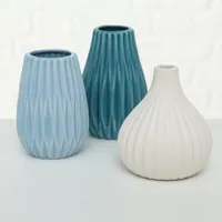 Boltze Vase Wilma 3er hellblau Türkis, Weiß