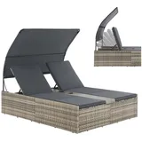 Juskys Syros Polyrattan Doppelliege Grau-meliert