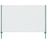 vidaXL Maschendrahtzaun mit Pfosten Stahl 25 x 1,5 m Grün