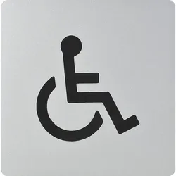 WC Symbole quadratisch selbstklebend - alufarbig , Rollstuhl