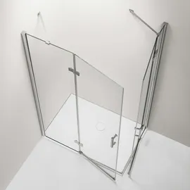 Bernstein Eckdusche mit Schwingtüren DX407 - 8 mm - Nano Echtglas - Breiten wählbar, Türelement Rechts:90 cm, Türelement Links:100cm