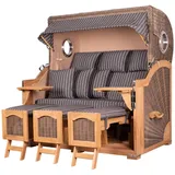 bene living Strandkorb Komplettset Ammersee Grande XXL Teak Bullauge PE grau Modell 500
