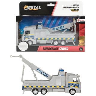 Toi-Toys 21745B - Metal World Spielzeugauto - Polizei Abschleppwagen mit Rückzugmotor
