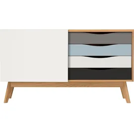 WoodMan Sideboard WOODMAN "Hilla", blau (eiche, blau, braun), B:130cm H:71cm T:45cm, Sideboards, Sideboard, Kommode im angesagten skandinavischen Look, Breite 130 cm, FSC