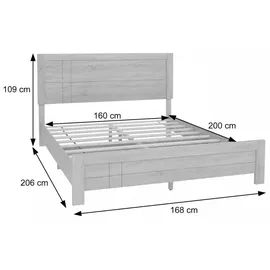 MCW Doppelbett P44 160 x 200 cm MDF Walnuss Walnuss-Optik
