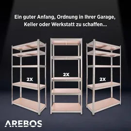 Arebos Schwerlastregal 180 x 75 x 45 cm 875 kg, Kellerregal Steckregal verzinkt