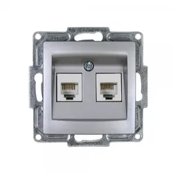 Gunsan 01281500157121, Moderna Telefon Steckdose 2-fach CAT3 Silber