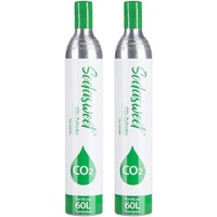 SODASWEET Wassersprudler CO2 Zylinder, Neu & Erstbefüllt in Deutschland, TÜV bis 2030, (Set, 2-tlg., geeignet für SodaStream usw), Kohlensäure Kohlendioxid Zylinder 425g für ca. 60L Wasser