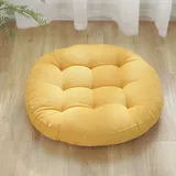 Surwin Stuhlkissen Rund 42cm 55cm, Sitzkissen Rund Bequemes Bodenkissen, Sitzkissen Boden gartenmöbel-Kissen, für Indoor und Outdoor (42cn,Gänsegelb)