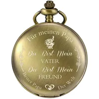 TREEWETO Taschenuhr mit Gravur Kette Herren Bronze Geschenk zum Geburtstag Vatertag Vater