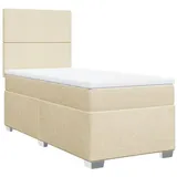 vidaXL Boxspringbett mit Matratze Creme 90x190 cm Stoff